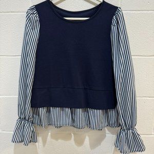 Shein white and blue blouse